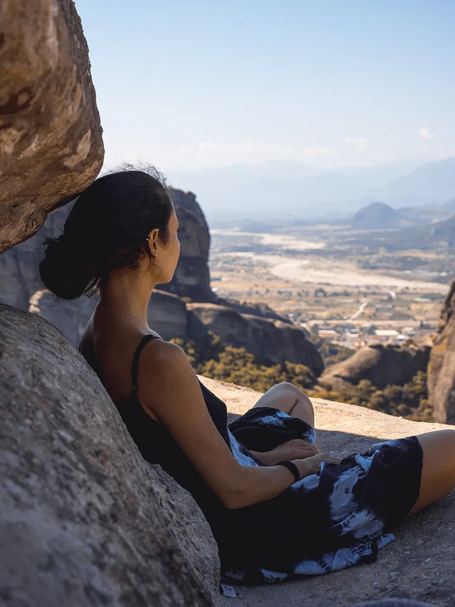 Adamantia sitting in the mountains